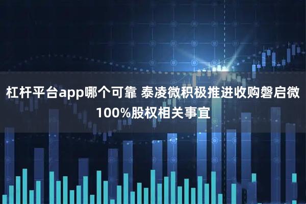 杠杆平台app哪个可靠 泰凌微积极推进收购磐启微100%股权相关事宜